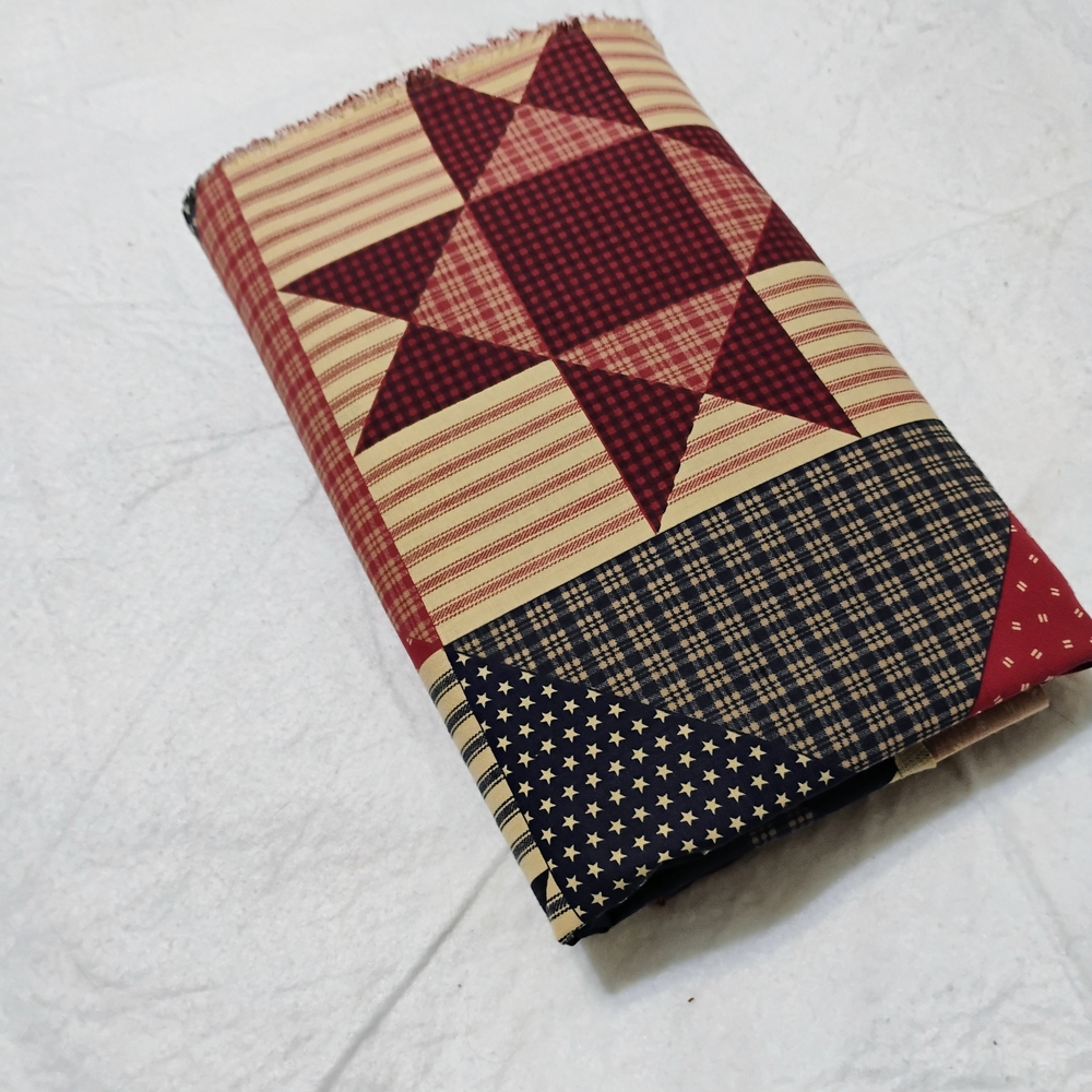 Patchwork Quilt FABRIC with Red and Blue Star Pattern 90" X 90" - Picture 9 of 9